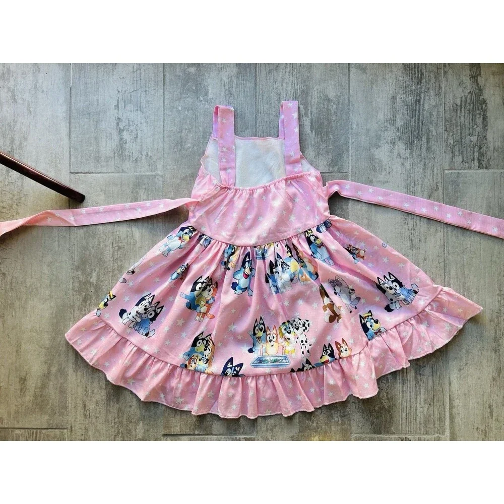 Los Angeles Boutique Girls Pink Bluey Bingo Twirl Swing Dress Princess Party 5-6